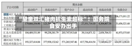 “望奎双汇猪肉抗生素超标”！国务院食安办出手