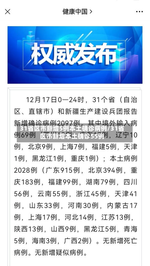 31省区市新增5例本土确诊病例/31省区市新增本土确诊55例