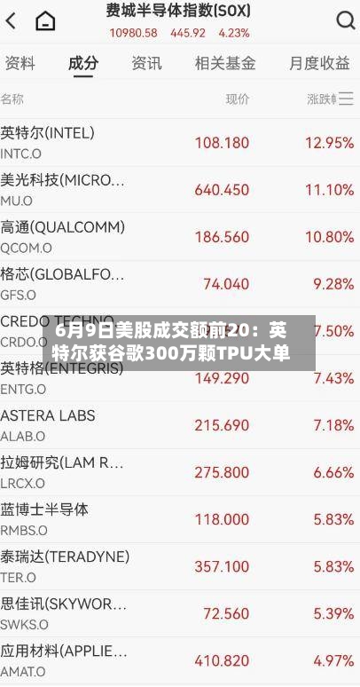 6月9日美股成交额前20:英特尔获谷歌300万颗TPU大单-第2张图片